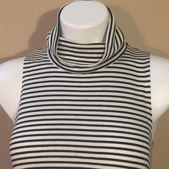 Puella Anthropologie Striped Mock Neck Tank tunic swing top Made in USA S - Picture 3 of 9